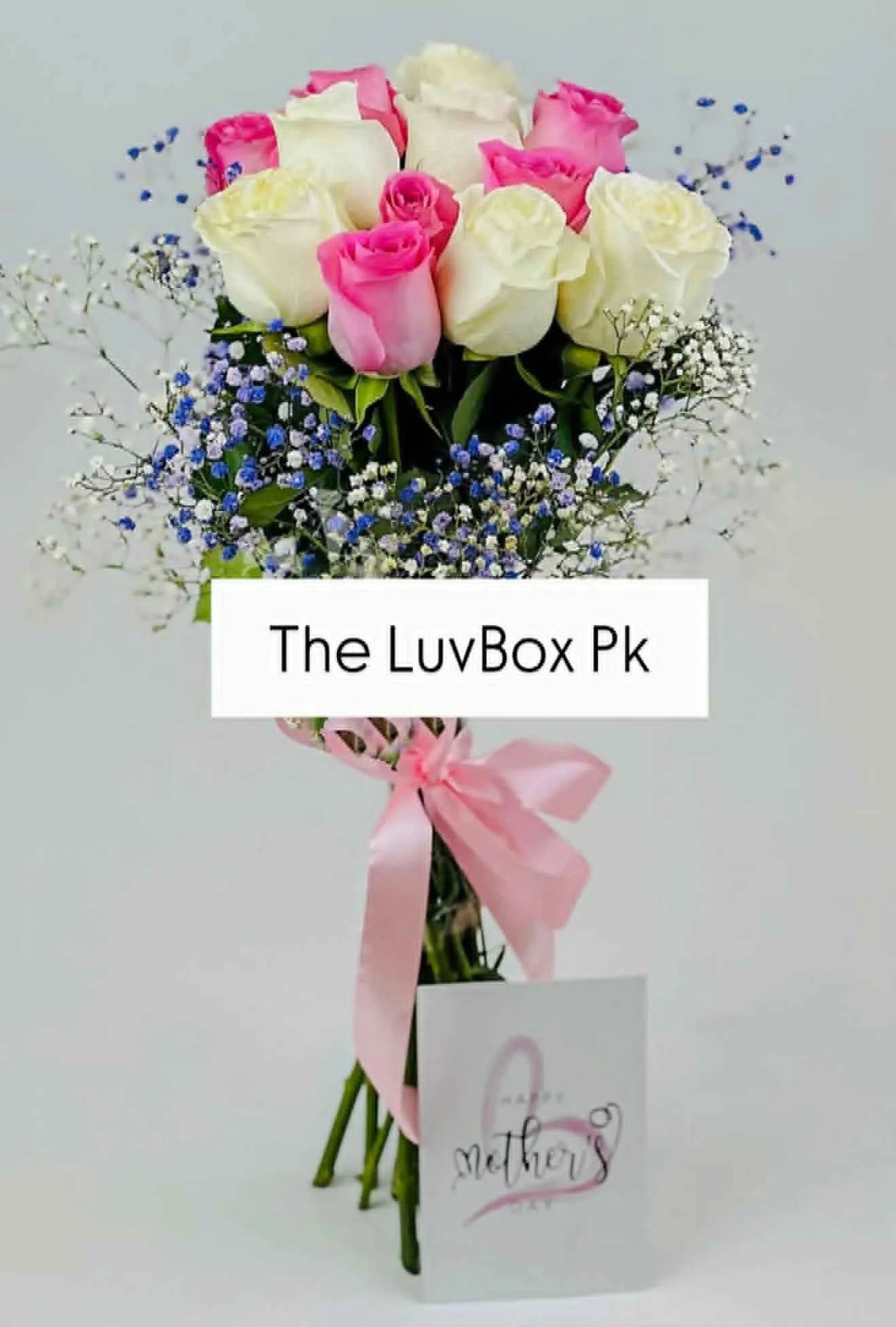 Blush Grace – 12 Long Stem Roses Bouquet with Baby’s Breath (Mother’s Day Special)
