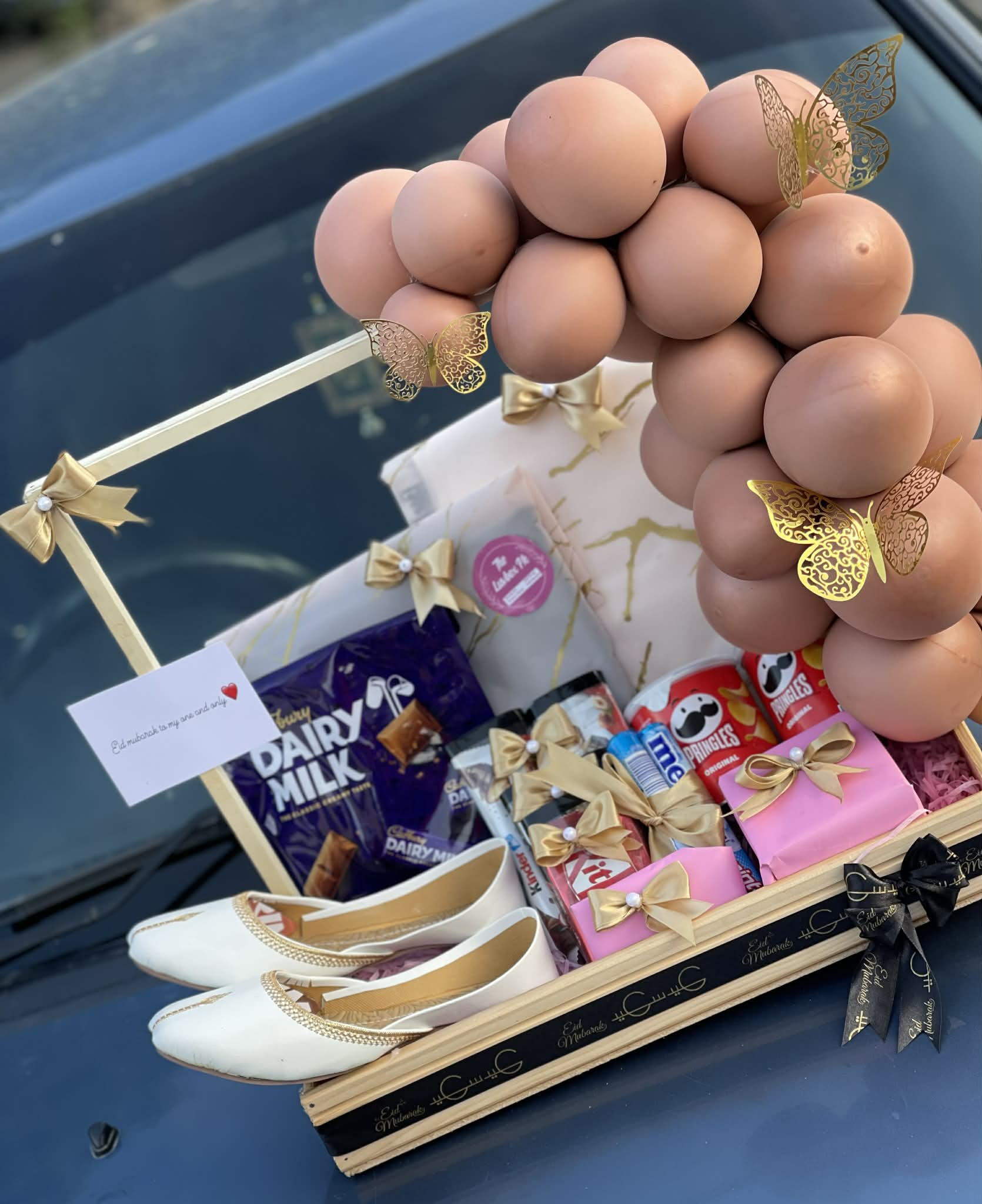 Luxury Eid gift basket for her with chocolates shoes clothes and jewelry