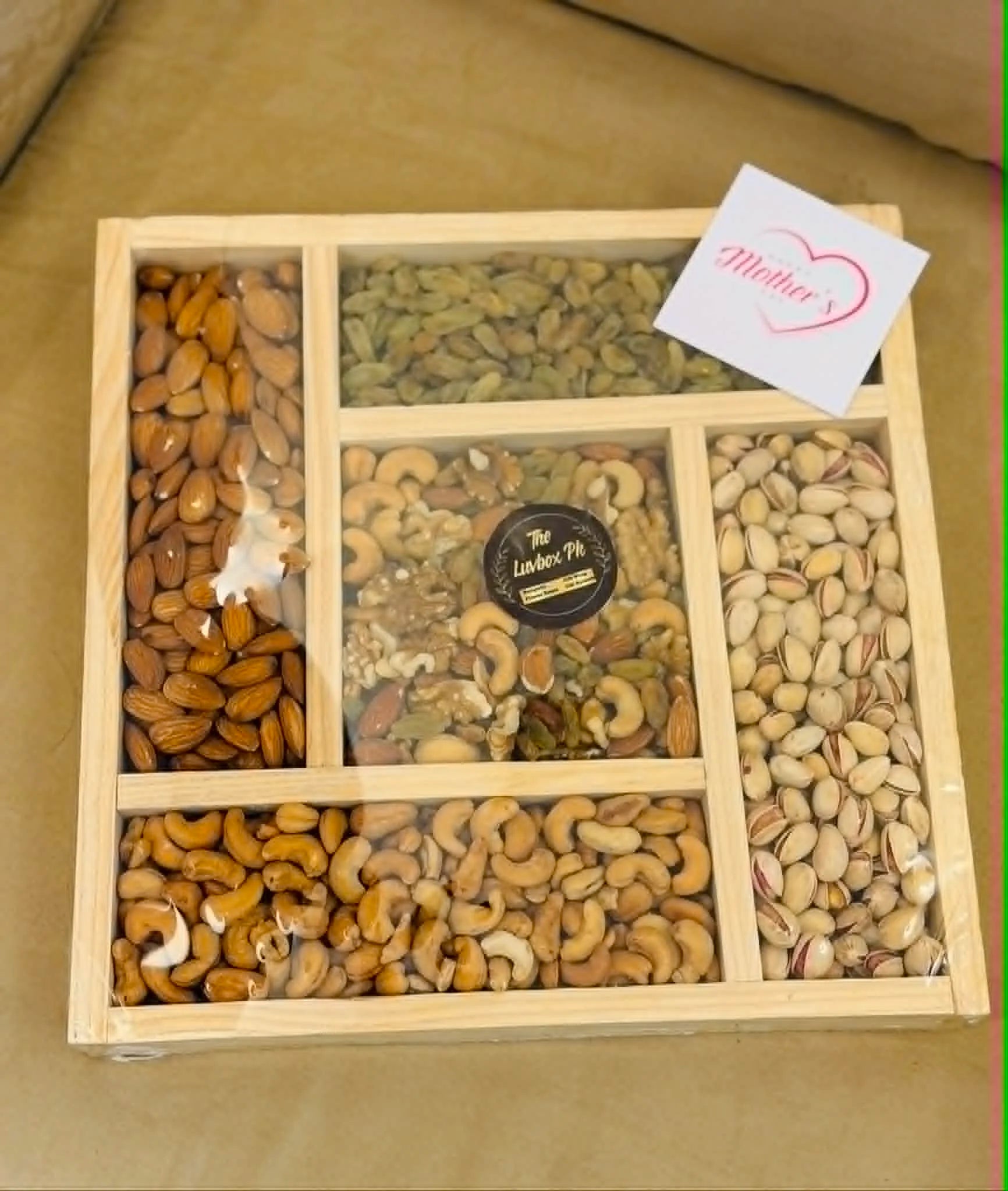 Luxury wooden partition tray with assorted dry fruits premium gift delivery Pakistan Islamabad