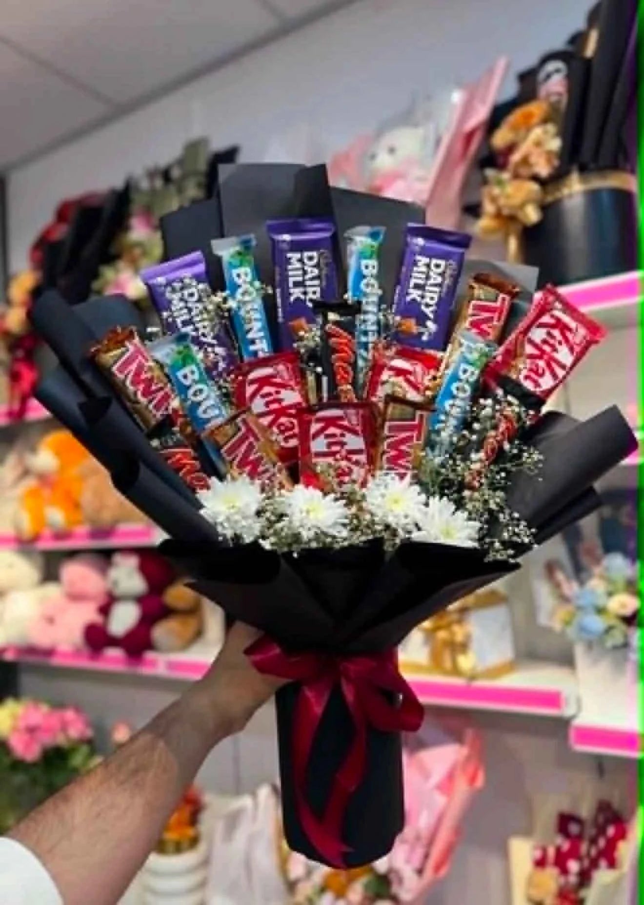 Sweet Treats Chocolate Bouquet with White Flowers | Luxury Gift Bouquet