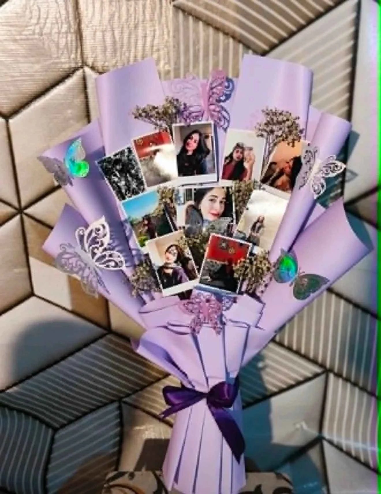 Memories in Bloom – Personalized Photo Bouquet with Baby’s Breath