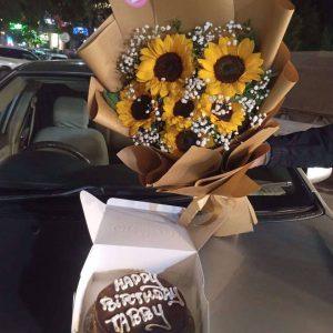 Affordable cake and flower bouquet combo by The LuvBox PK – budget gift from gift shop in Islamabad