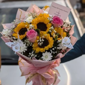 Blush Bloom – cute floral bouquet with pastel wrapping for elegant gift delivery in Islamabad