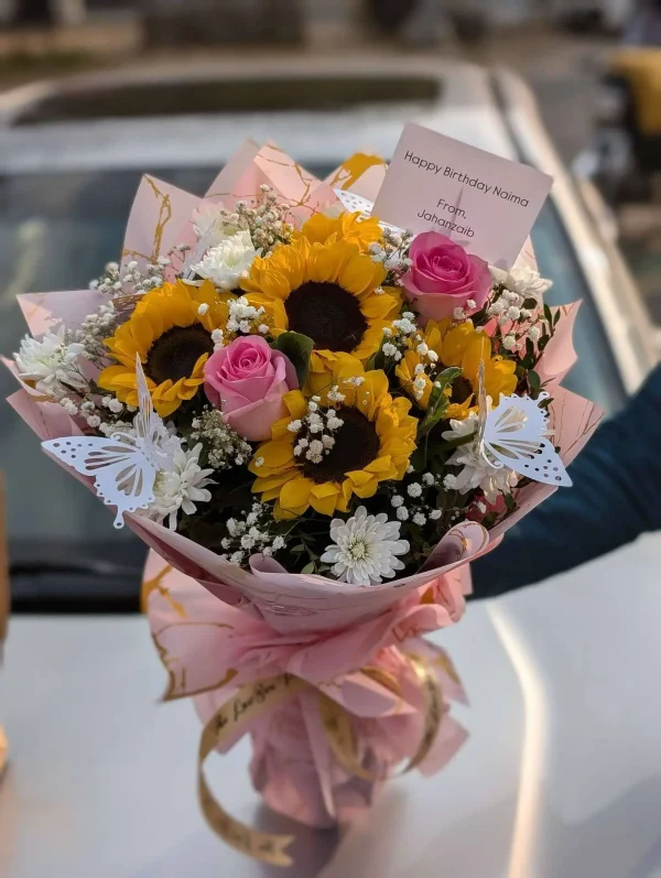Blush Bloom – cute floral bouquet with pastel wrapping for elegant gift delivery in Islamabad
