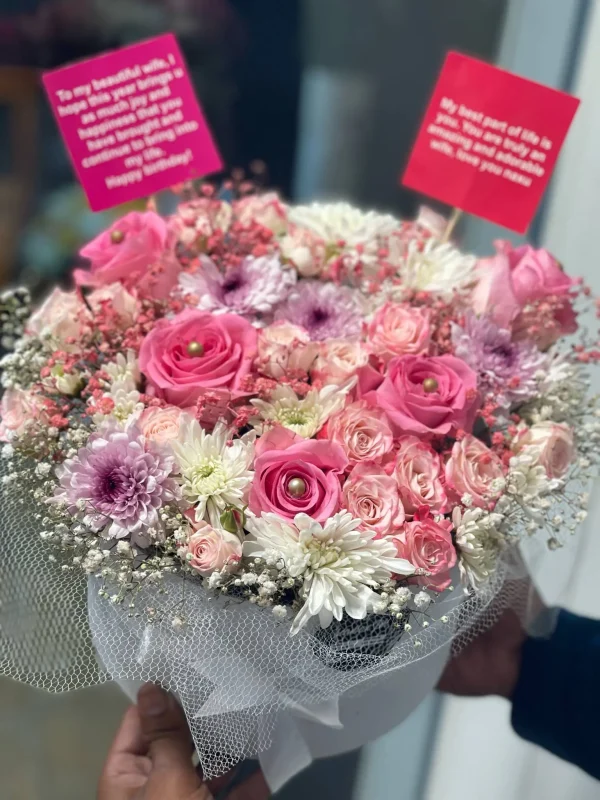 Pink themed floral box for her – perfect birthday and anniversary gift | Gift shop in Islamabad