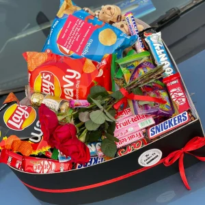 Heart-shaped snack and rose box with chocolates – The LuvBox PK, gift shop in Islamabad