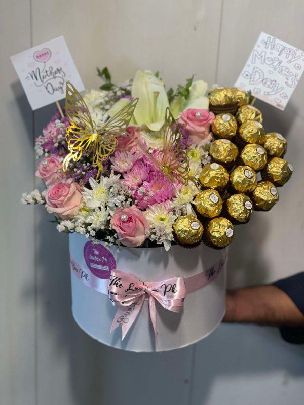 Luxury Mother’s Day chocolate box with fresh flowers from The LuvBox Pk – gift shop in Islamabad