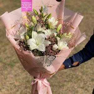 Small lily bouquet – fresh flowers for her from the best flower shop in Islamabad – The LuvBox Pk.
