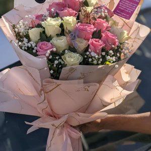 Luxury bouquet with imported pink and white roses – The LuvBox Pk, gift shop in Islamabad.