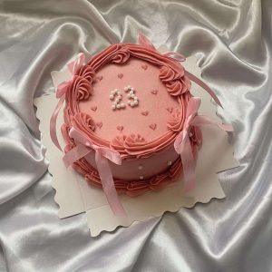 Cute pink bento cake for her birthday – customized small cake in Islamabad.