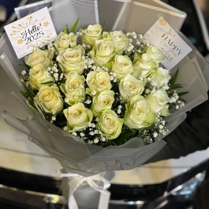 Elegant white imported rose bouquet by The LuvBox PK – gift shop in Islamabad