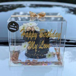 Customized 2 lbs cake in acrylic LED box with custom message – The LuvBox PK, gift shop in Islamabad