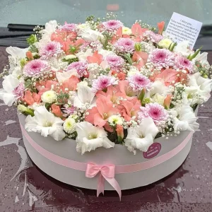 Luxury mixed flower box with roses and chrysanthemums – gift shop in Islamabad flower delivery