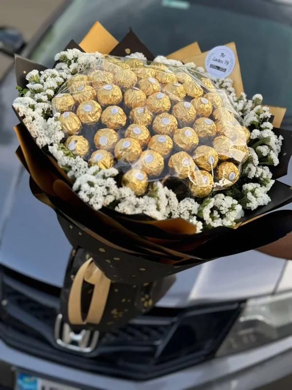 Golden Bliss Ferrero Rocher luxury bouquet – premium gift bouquet delivery in Islamabad