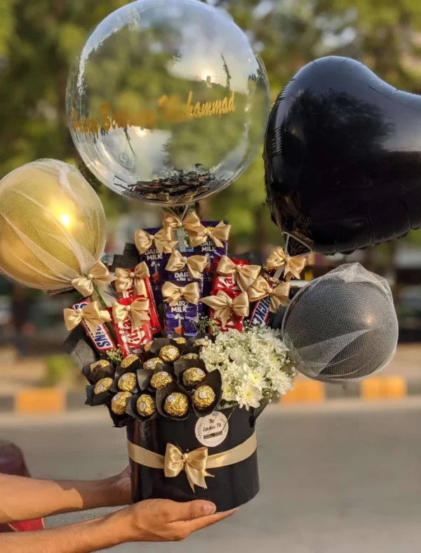 The LuvBox PK – Balloon Gift Box with Luxe Chocolates & Fresh Flowers | Gift Shop in Islamabad - Image 2