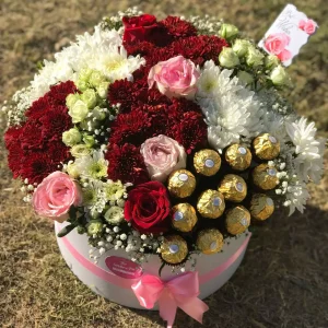 Luxury floral box with Ferrero Rochers and imported roses – Gift shop in Islamabad