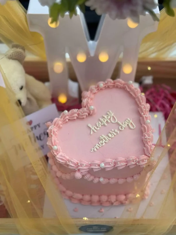 Heartful Moments Basket – Cake, Bear & Chocolates in Wooden Tray - Image 4