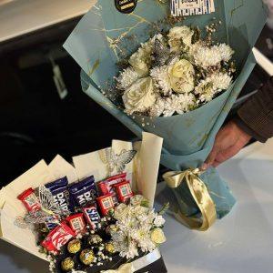 Fresh flower bouquet and chocolate box combo – Sweet Bloom Duo by The LuvBox PK, gift shop in Islamabad