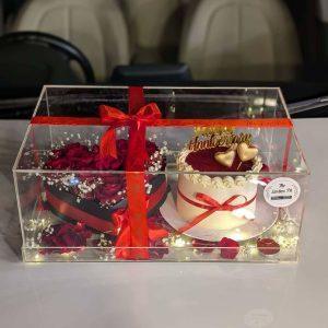 Luxury acrylic anniversary cake and flower box combo – The LuvBox PK, Islamabad