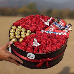Luxury round rose and chocolate box for birthdays – The LuvBox PK gift shop in Islamabad