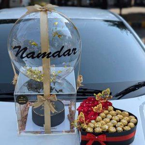 Luxury heart-shaped rose box with Ferrero Rocher and customized cake in acrylic box – The LuvBox PK