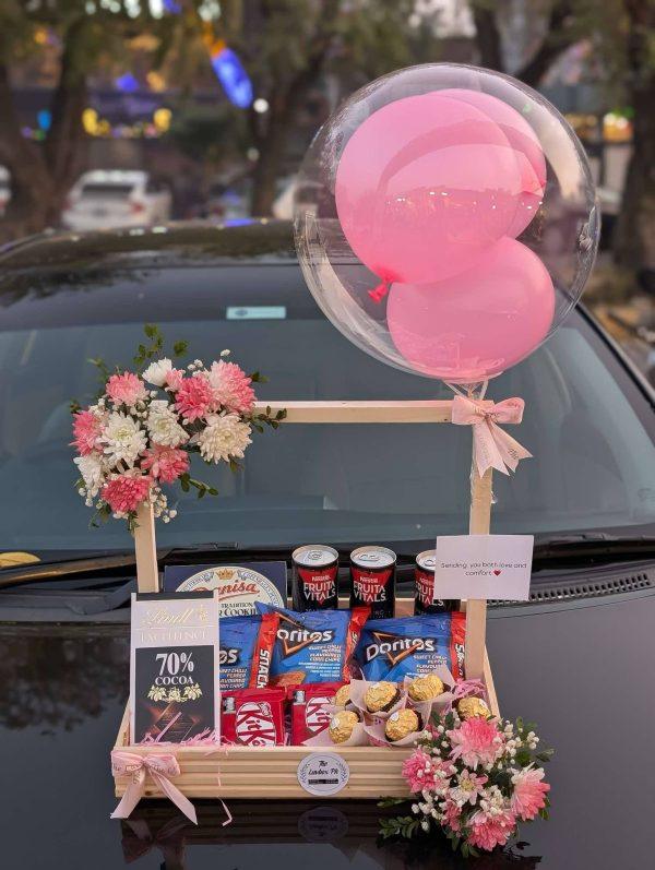 Get well soon wooden crate with premium snacks – thoughtful recovery gift by The LuvBox PK