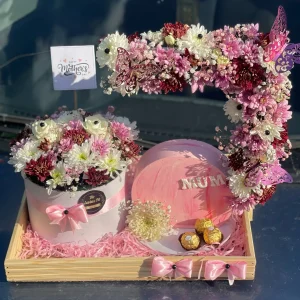 Eternal Bloom Mother’s Day Wooden Gift Basket | Flower Shop Islamabad | The Luv Box PK