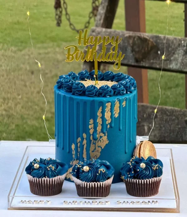Blue Luxe Birthday Cake Box – Luxury Customized Cake with Cupcakes | The LuvBox Pk - Image 2