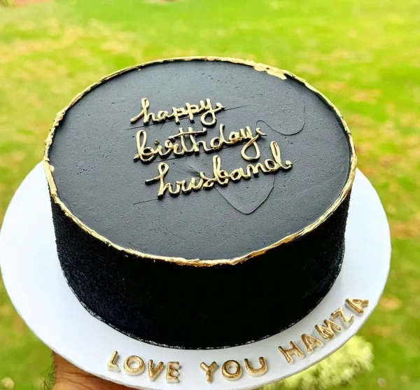 Midnight Majesty luxury black and gold cake for husband – The LuvBox Pk Islamabad
