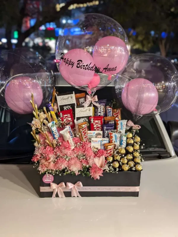 Ultimate Luxury Flower Box – Customized Balloons, Premium Chocolates & Roses – The LuvBox PK | Gift Shop in Islamabad - Image 2