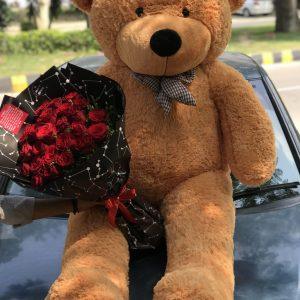 6 feet teddy bear with red rose bouquet – luxury romantic gift from The LuvBox PK in Islamabad