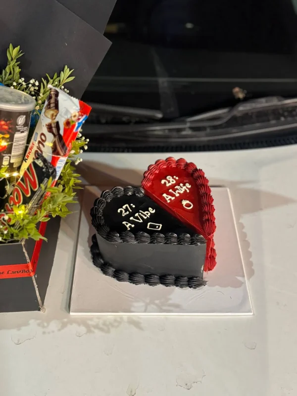 HeartSplit 3 lbs cake in two halves – premium cake by The LuvBox PK Islamabad