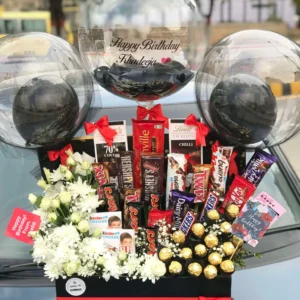 Ultimate Luxury Flower Box – Customized Balloons, Premium Chocolates & Roses (II) – The LuvBox PK | Gift Shop in Islamabad