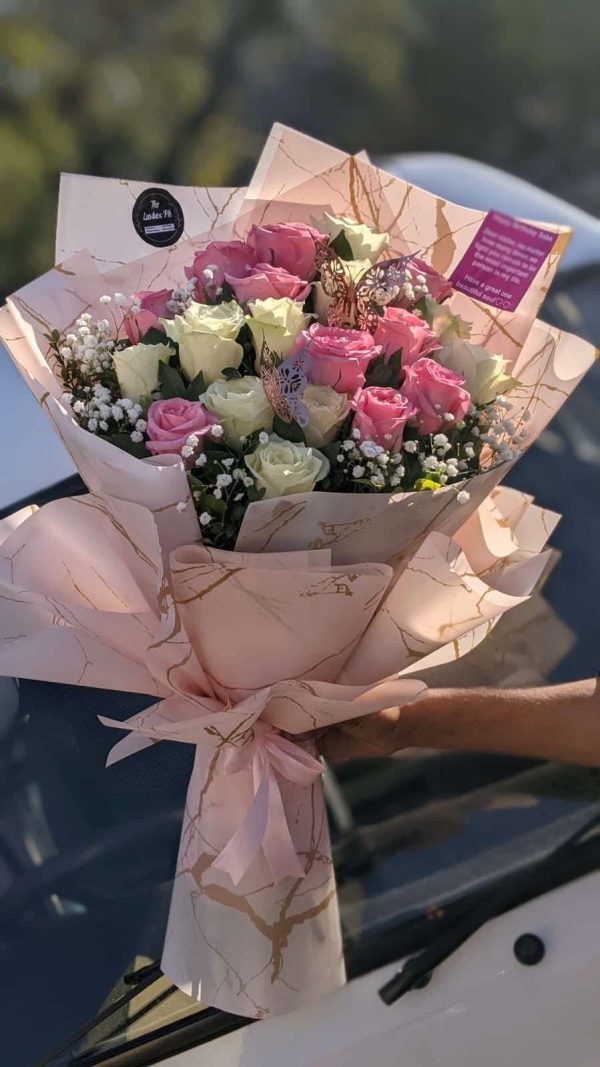 Blush Bloom – Luxury Pink & White Imported Rose Bouquet | Gift Shop in Islamabad – The LuvBox Pk