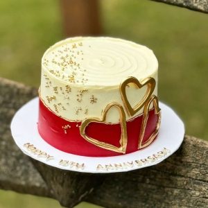 Fondant Love Hearts Cake – Red & White Anniversary Cake | The LuvBox Pk