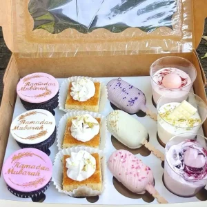 Eid or Hajj themed sweet platter with cupcakes, cake slices, and dessert shots – The LuvBox PK