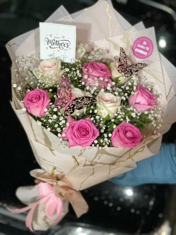 Eternal Grace – Imported Pink & White Roses Mother’s Day Bouquet | Gift Shop in Islamabad – The Luv Box PK