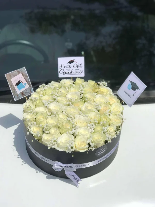 Graduation Celebration – 50 Imported Roses in Luxury Gift Box | Gift Shop in Islamabad