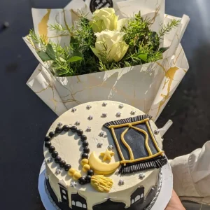 Faith-inspired Eid, Hajj or Ramadan cake with fresh flower bouquet – The LuvBox PK