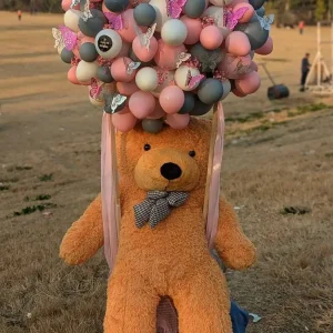 Teddy Surprise Balloon Basket – 4 Ft Teddy in Luxe Balloon Decor | The LuvBox PK