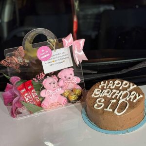 Acrylic Handbag Gift Box – Mini Teddies, Chocolates & Chocolate Heaven Cake – The LuvBox PK | Gift Shop in Islamabad
