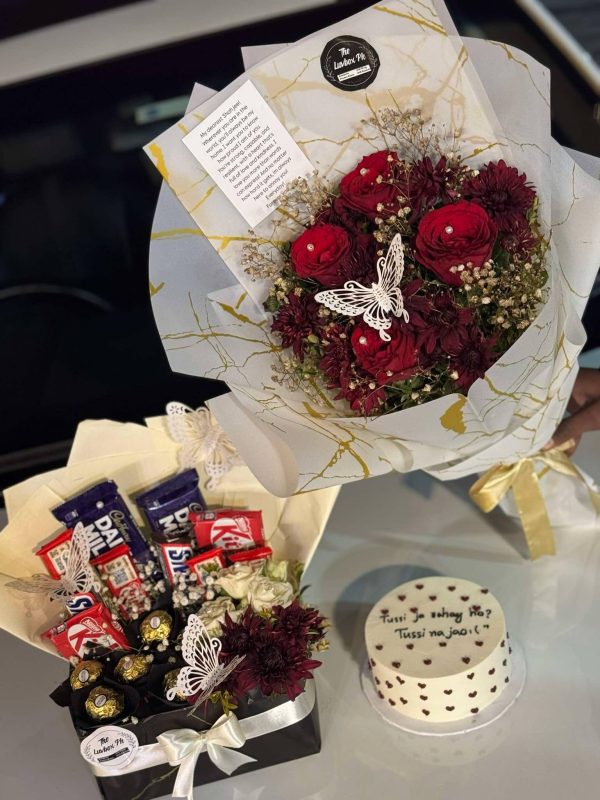 Sweet Bloom Duo | Bouquet & Chocolate Box Combo – The LuvBox PK | Gift Shop in Islamabad - Image 2