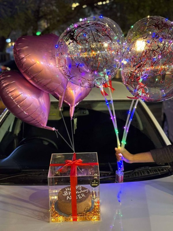 Glow & Bloom Birthday Combo | LED Balloons, Cake & Flowers – The LuvBox PK | Gift Shop in Islamabad - Image 2