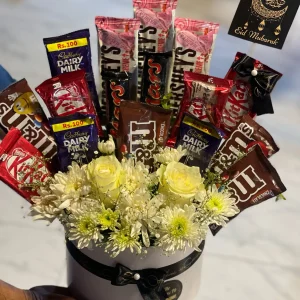 Eid gift box with assorted chocolates and flowers – The LuvBox PK Islamabad