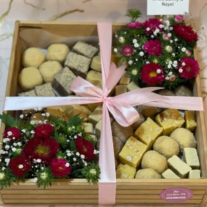 Traditional Eid mithayi platter with sweets and wooden tray – The LuvBox PK